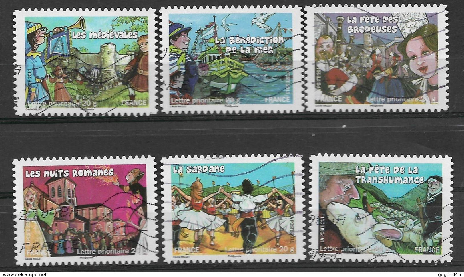 France 2011 Oblitéré Autoadhésif  N° 569 - 570 -572 - 575 - 576 - 577   -   Fêtes  Et  Traditions Des Régions  ( I ) - Used Stamps