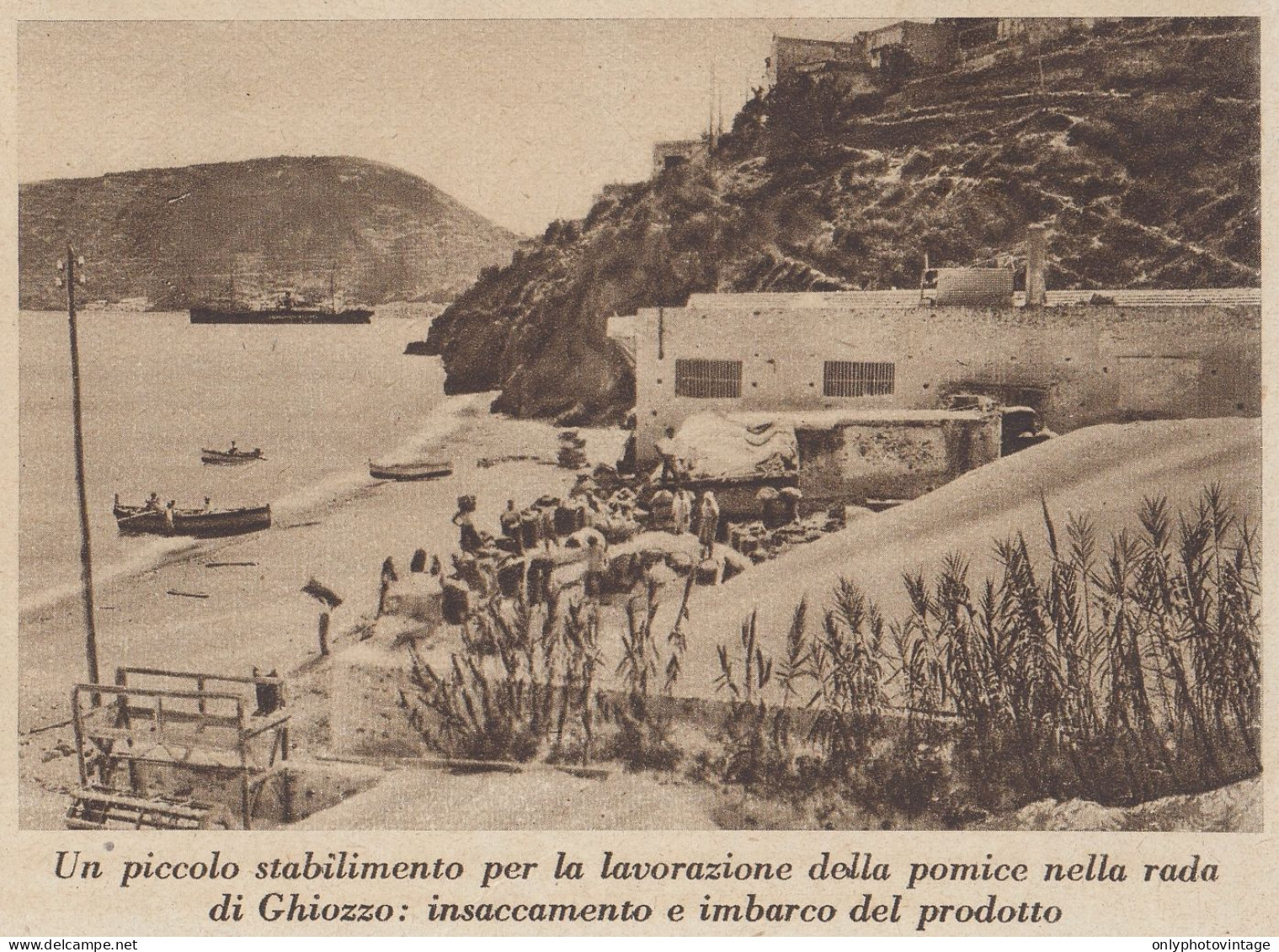 Lipari - Stabilimento Lavorazione Pomice A Rada Di Ghiozzo - 1935 Stampa - Stiche & Gravuren