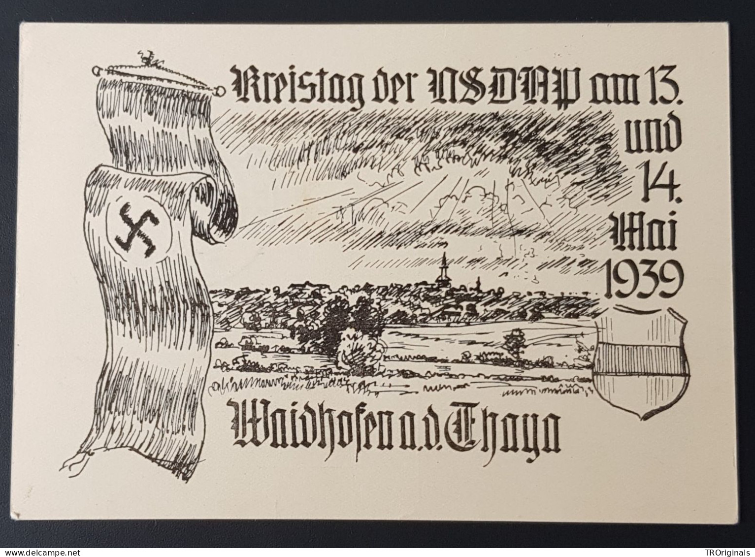 RARE GERMANY THIRD 3rd REICH ORIGINAL PROPAGANDA CARD NSDAP REICHSTAG THAYA 1939 - Oorlog 1939-45