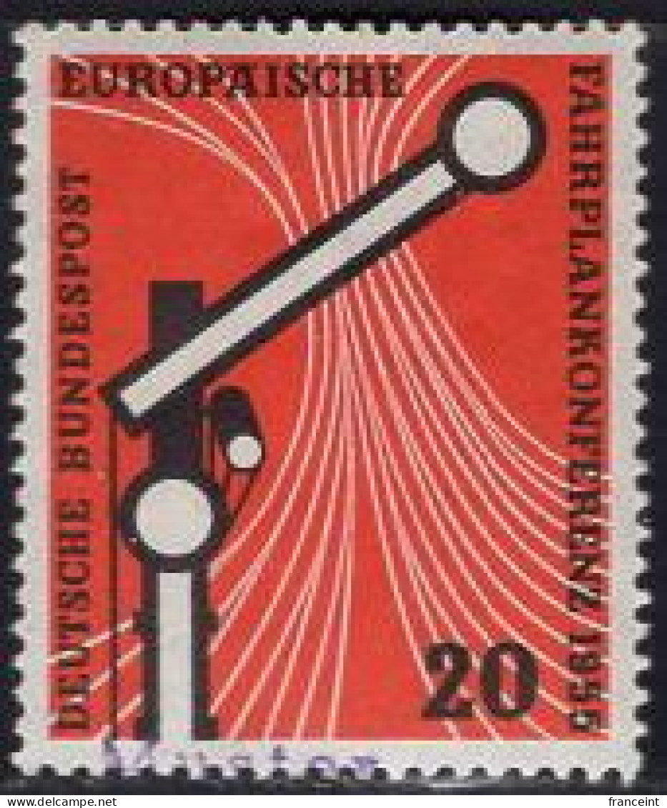 GERMANY(1955) Railroad Signal. MUSTER (specimen) Overprint. European Timetable Conference. Scott No 734. - Other & Unclassified