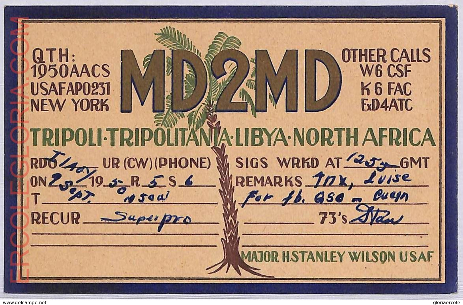 Ad9214 - LIBYA - RADIO FREQUENCY CARD  - Tripoli - 1950 - Radio