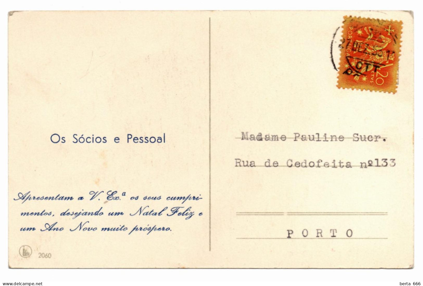 Postal Publicitário * Boas Festas * Camilo Cristovão * Porto * Circulado 1953 * Coelhos * Rabbits - Porto