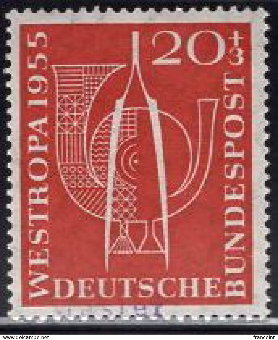 GERMANY(1955) Posthorn. Stamp Tongs. MUSTER (specimen) Overprint. Westropa Exhibition. Scott No B343. - Altri & Non Classificati