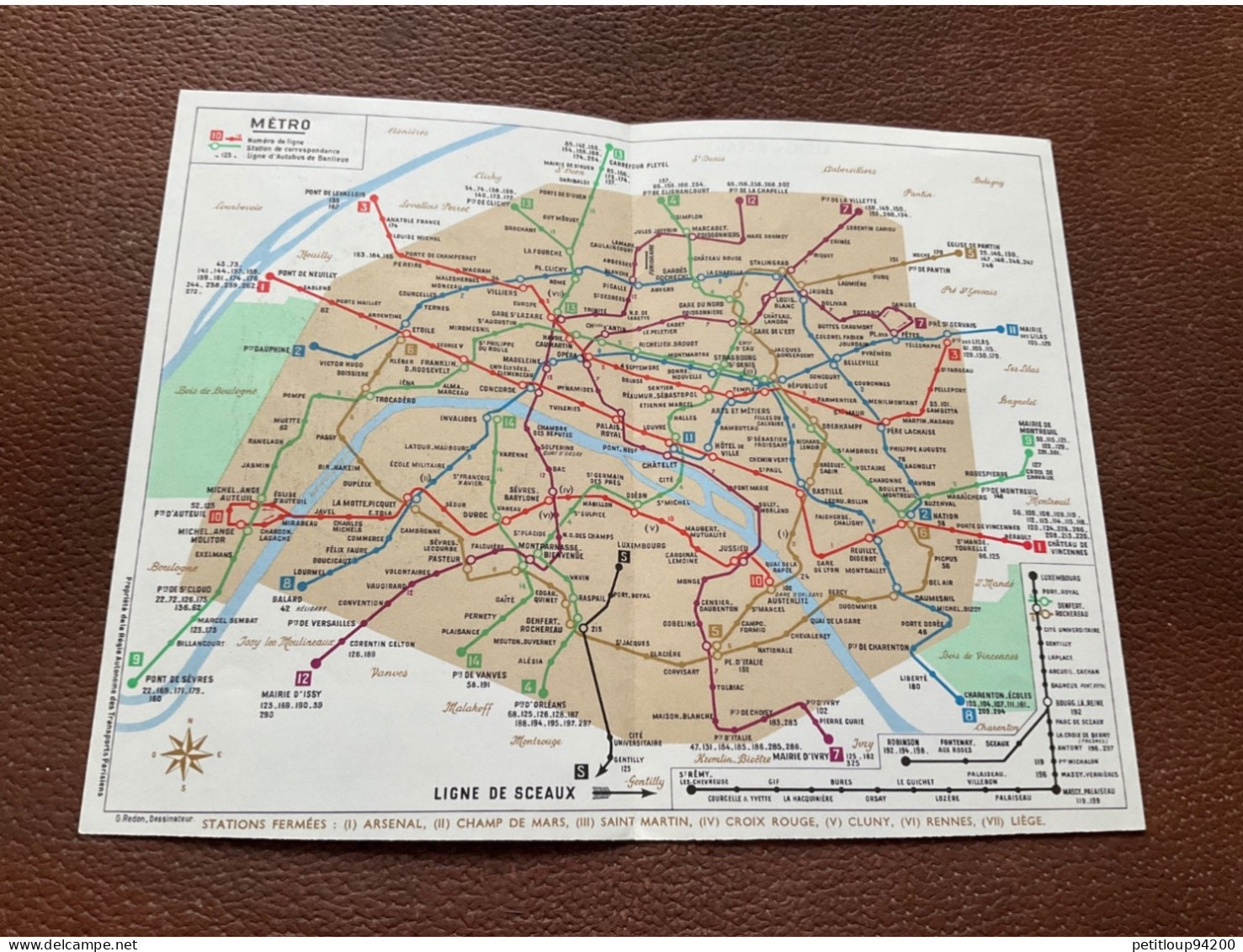 PLAN RATP  Metro - Autobus - Ligne De SCEAUX   Vins Du POSTILLON  Année 1965 - Europe