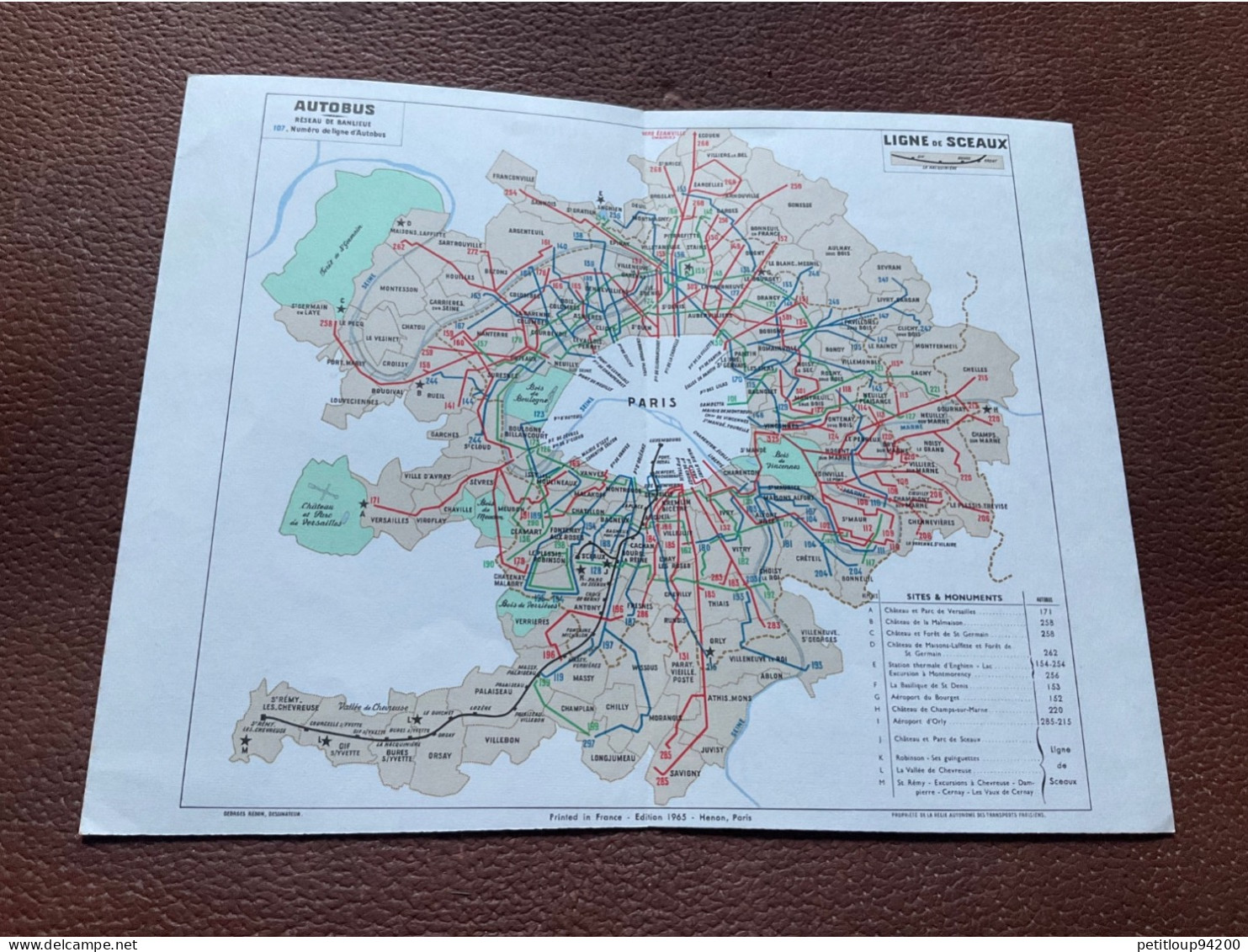 PLAN RATP  Metro - Autobus - Ligne De SCEAUX   Vins Du POSTILLON  Année 1965 - Europe