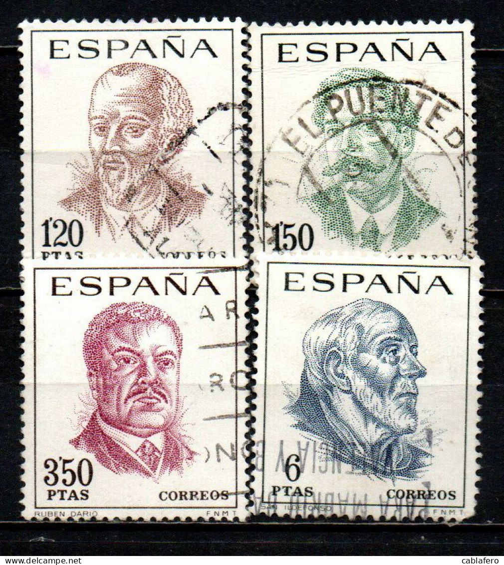 SPAGNA - 1967 -PERSONALITA': J. DE BETHENCOURT - E. GRANADOS - RUBEN DARIO - SAN ILDEFONSO - USATI - Used Stamps