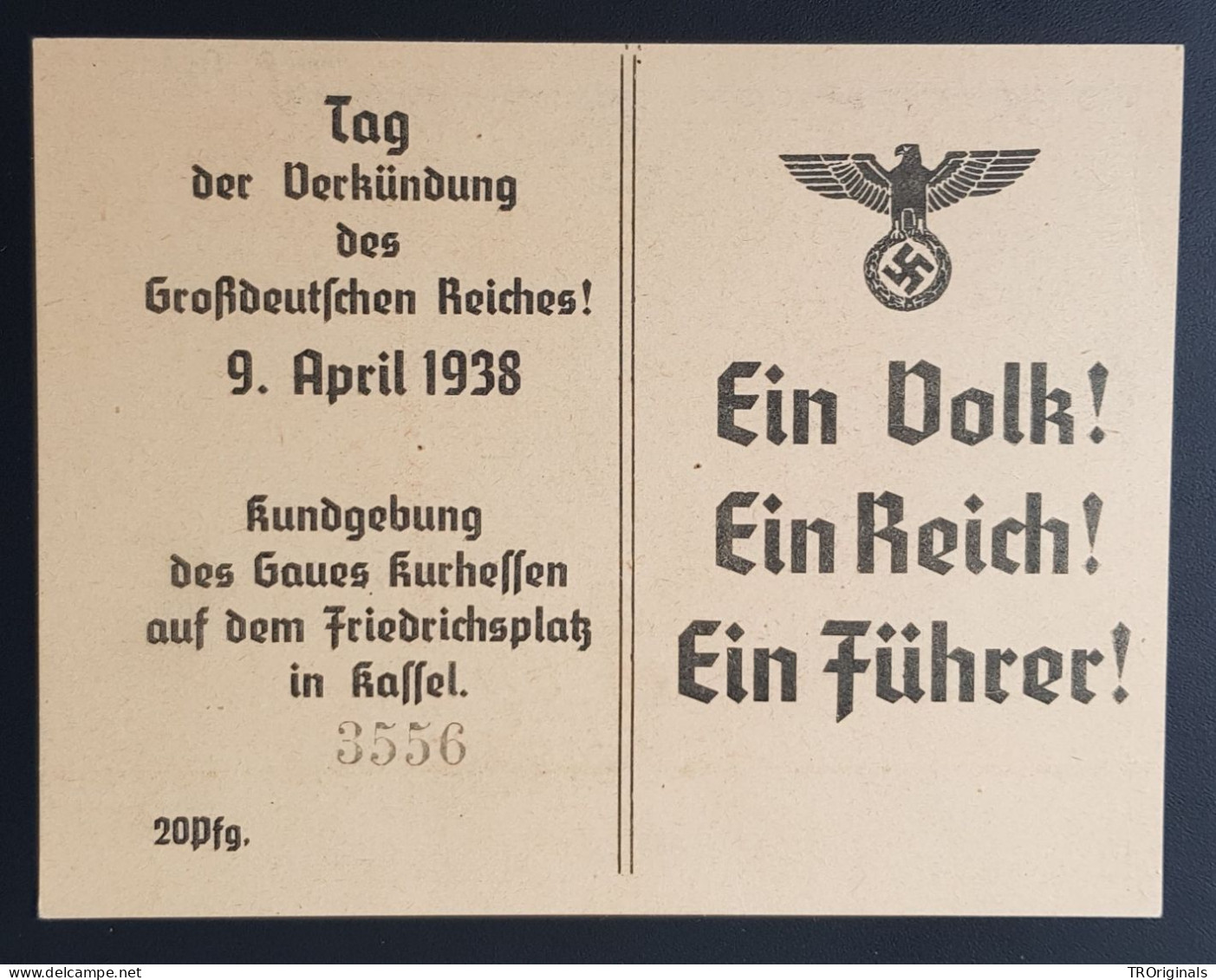 GERMANY THIRD 3rd REICH ORIGINAL WWII PROPAGANDA CARD DAY OF THE GREATER EMPIRE - Weltkrieg 1939-45