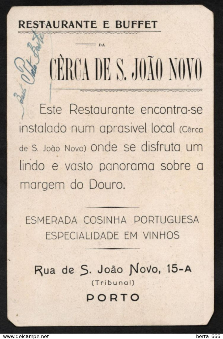 Postal Publicitário * Restaurante Da Cerca De S. João Novo * Porto * Tribunal - Porto