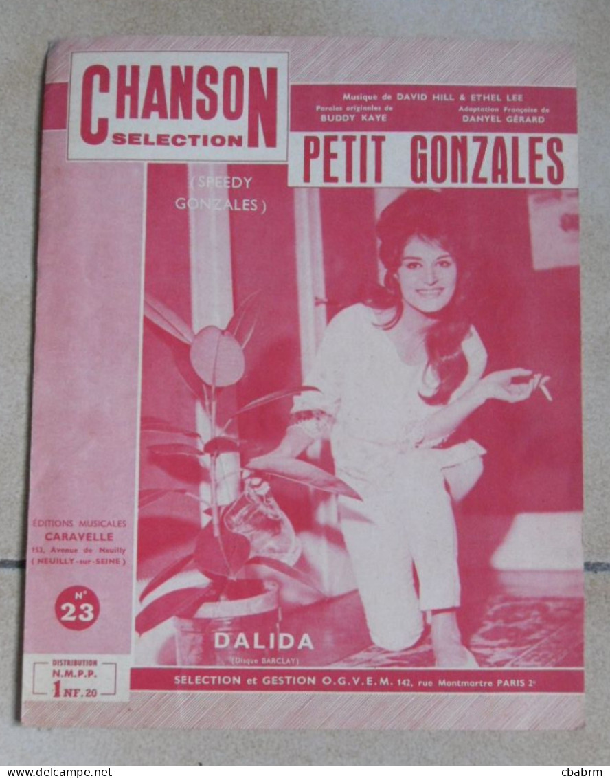 PARTITION DALIDA PETIT GONZALES EDITIONS MUSICALES CARAVELLE En 1961 E.M.C. 223 - Partitions Musicales Anciennes