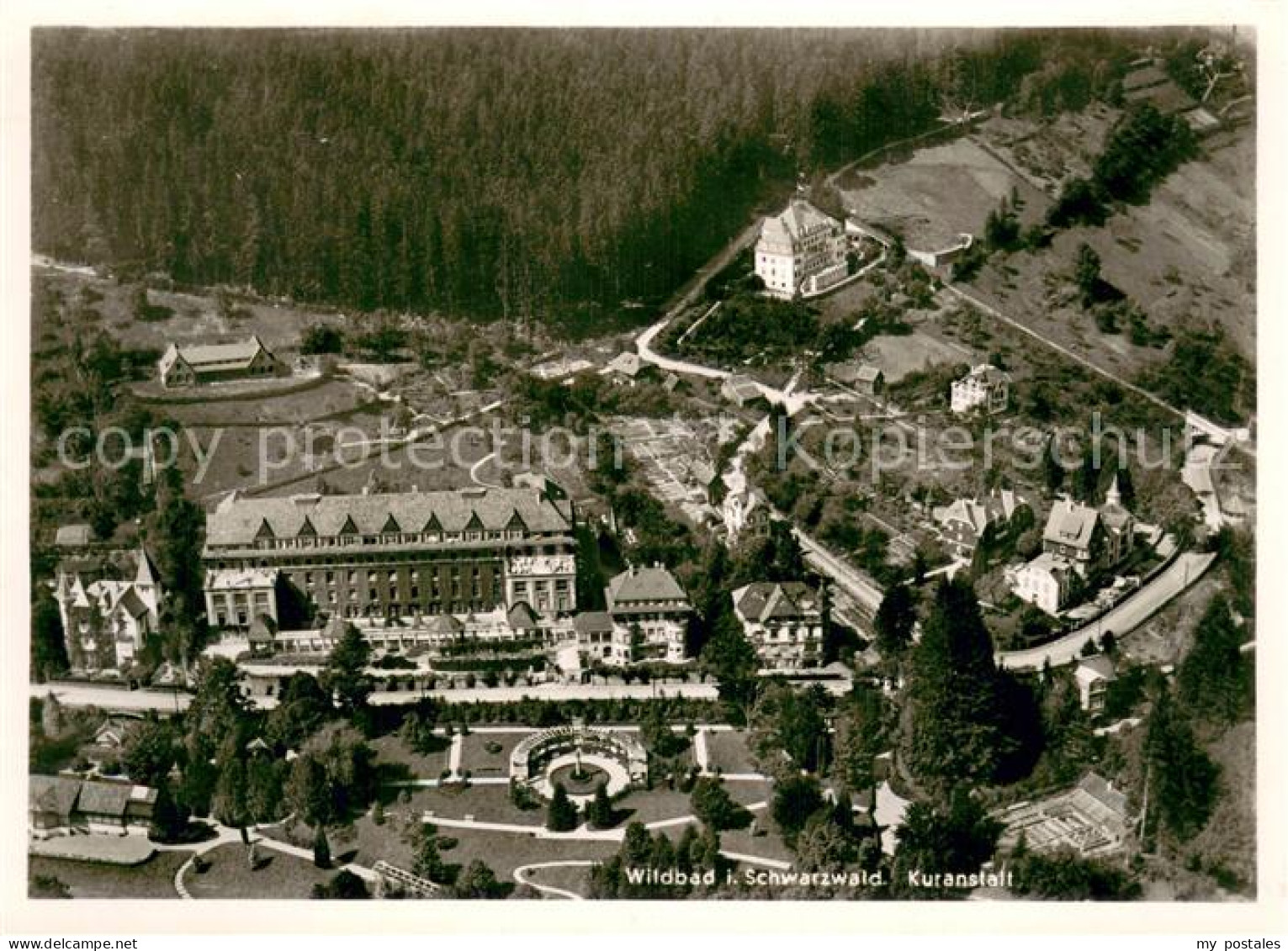 73749621 Wildbad Schwarzwald Kuranstalt Fliegeraufnahme Wildbad Schwarzwald - Sonstige & Ohne Zuordnung