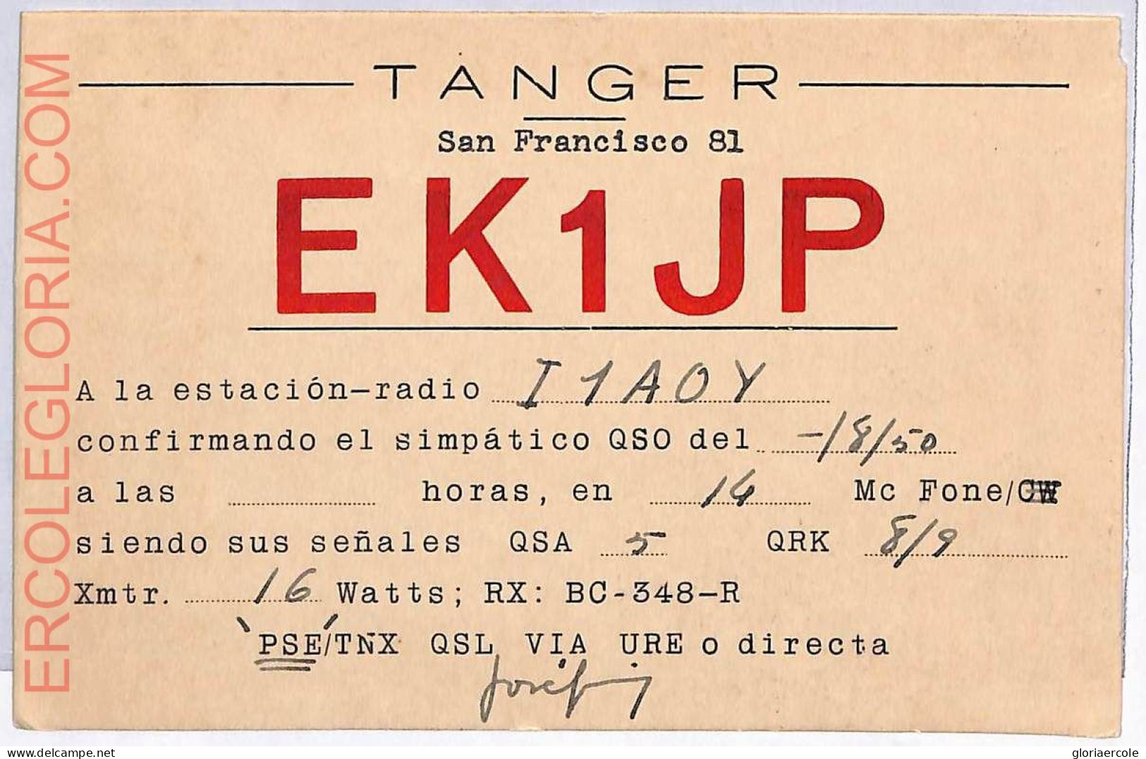 Ad9222 - MOROCCO - RADIO FREQUENCY CARD  - 1950 - Radio