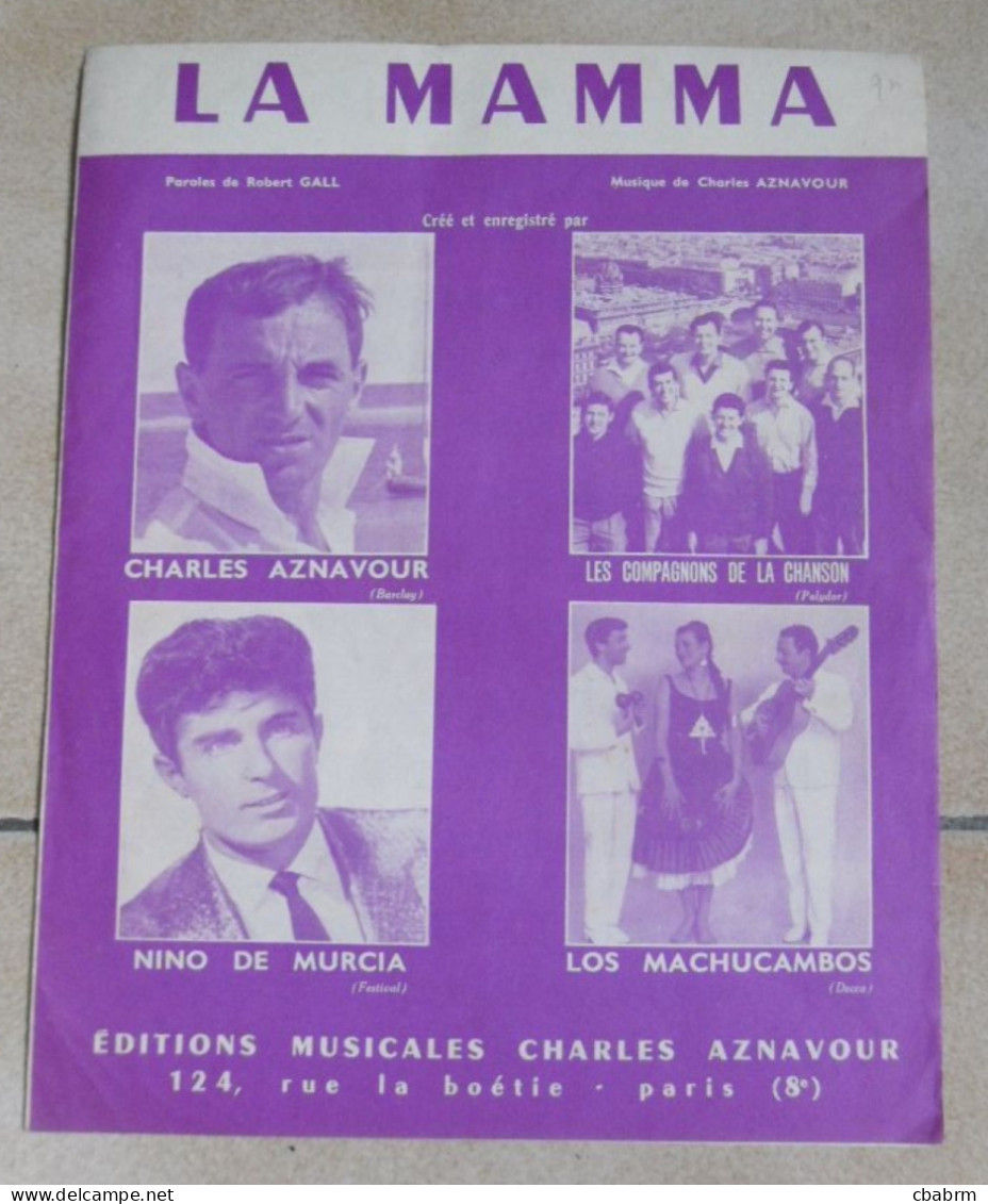 PARTITION CHARLES AZNAVOUR LA MAMMA COMPAGNONS DE LA CHANSON MACHUCAMBOS - Partitions Musicales Anciennes
