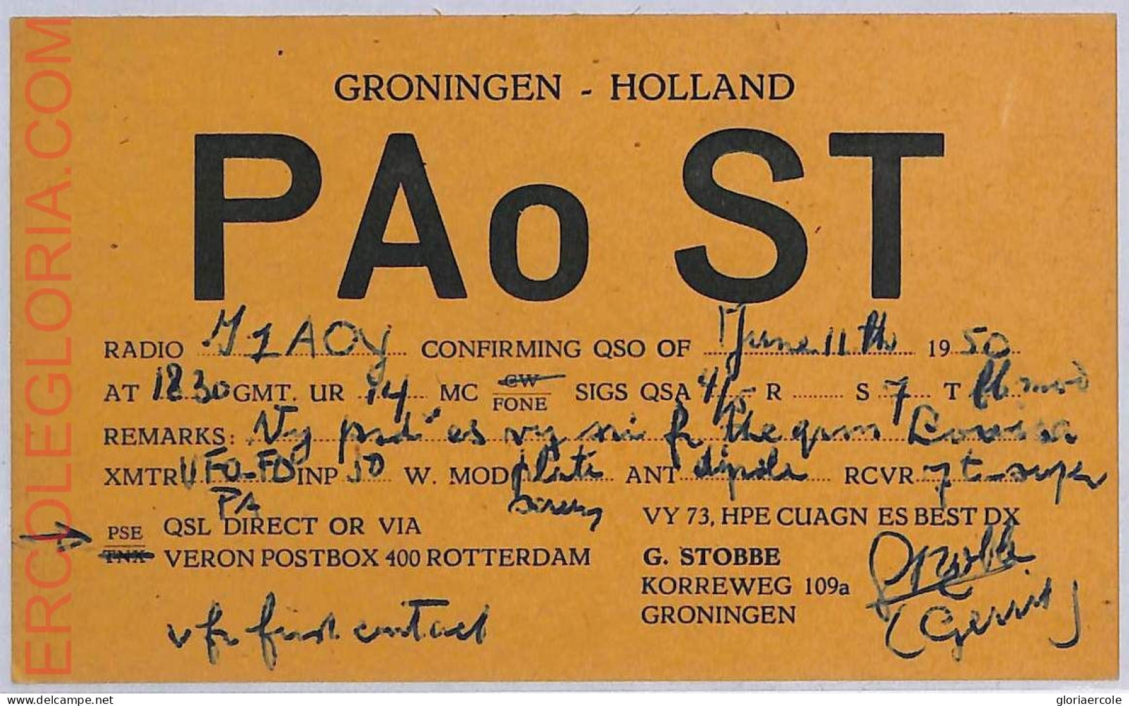 Ad9224 - Netherlands - RADIO FREQUENCY CARD  - 1950 - Radio