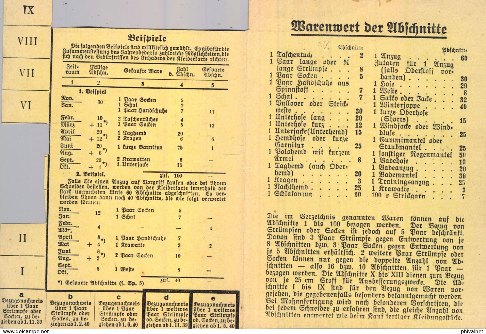 1940 OBER - MÖRLEN , DOCUMENTO DEL TERCER REICH / NAZI  , CARTILLA RACIONAMIENTO PARA PRENDAS DE VESTIR , ROPA , CLOTHES - 1939-45