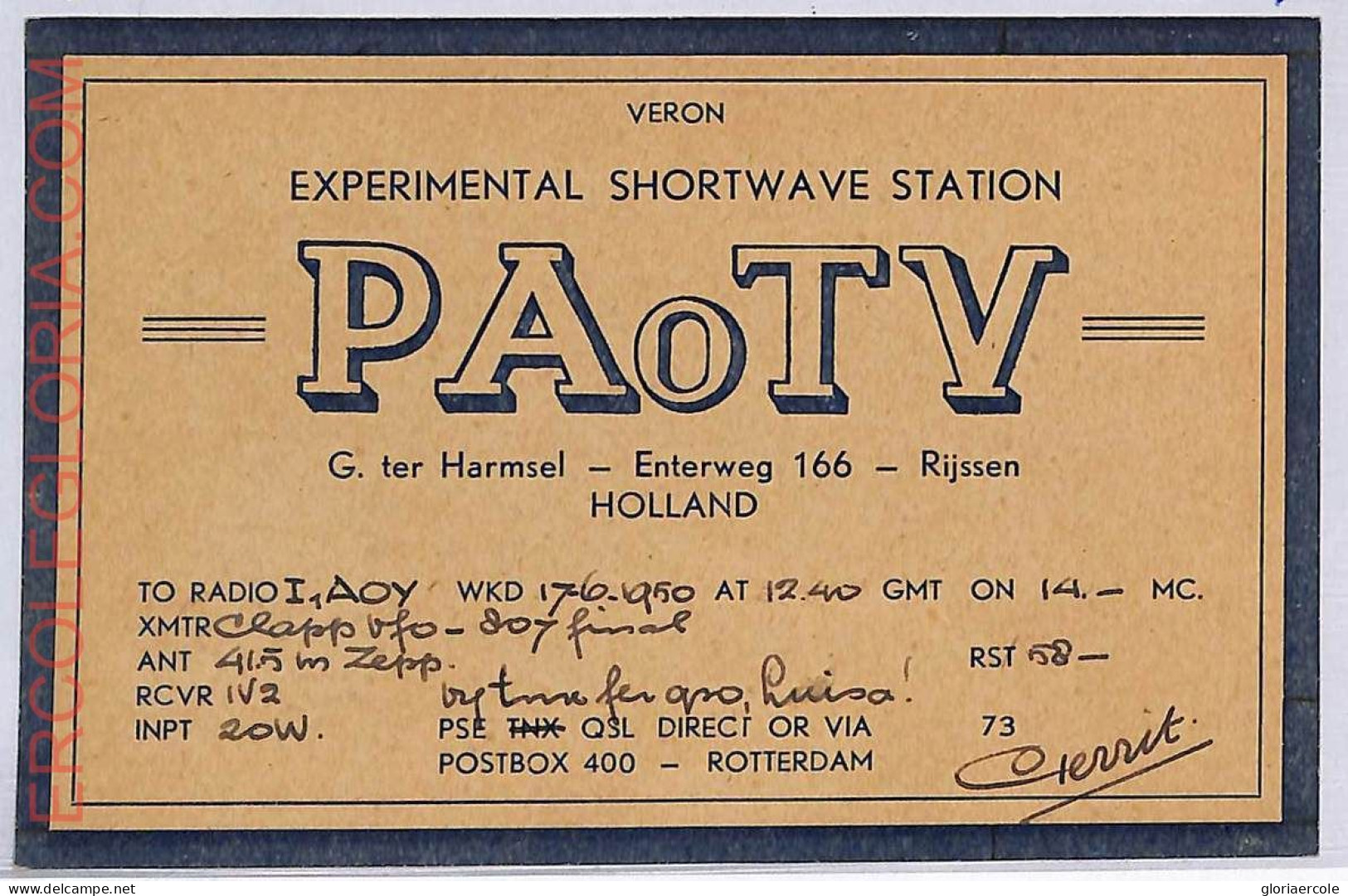 Ad9225 - Netherlands - RADIO FREQUENCY CARD  - 1950 - Radio