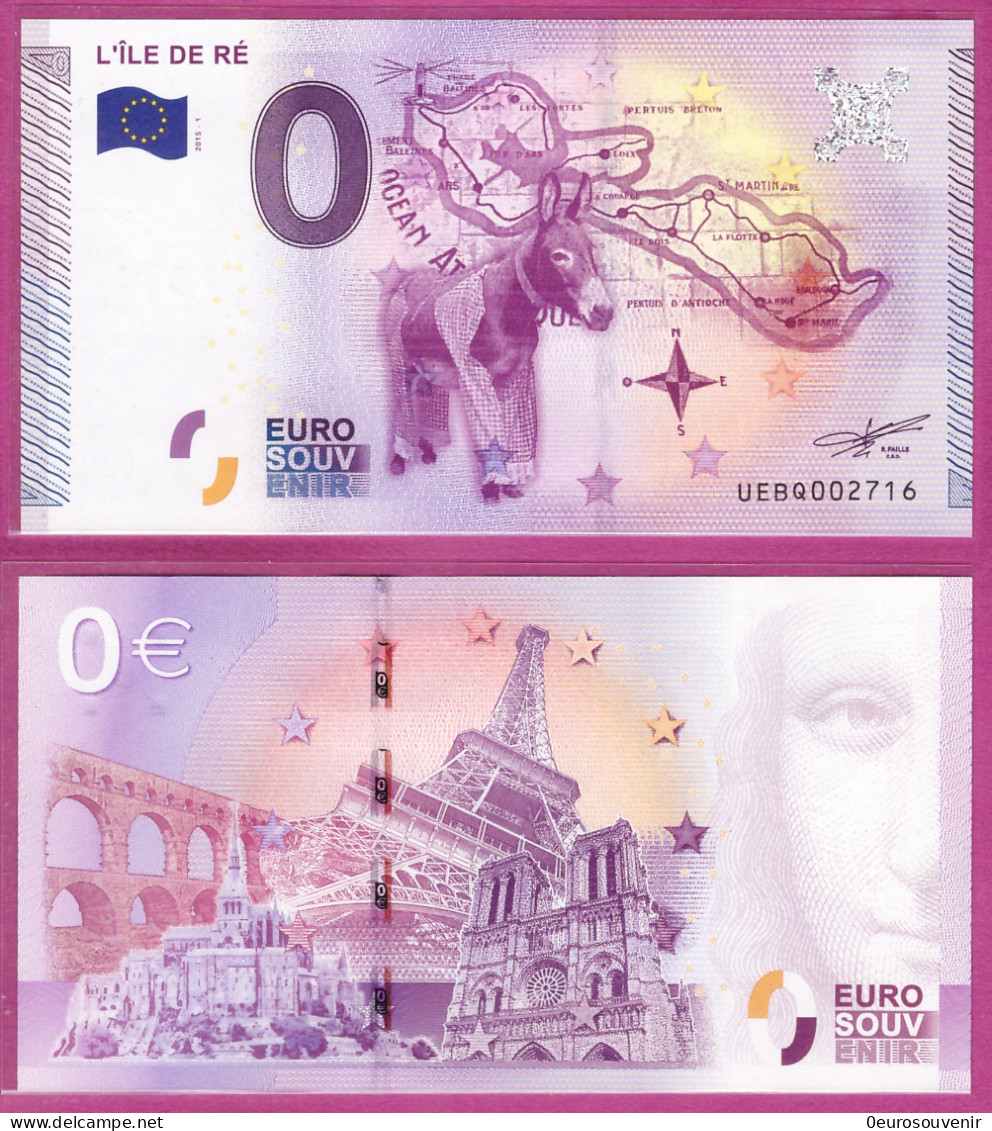 0-Euro UEBQ 2015-1  L'ILE DE RE - INSEL DER ESEL - Essais Privés / Non-officiels