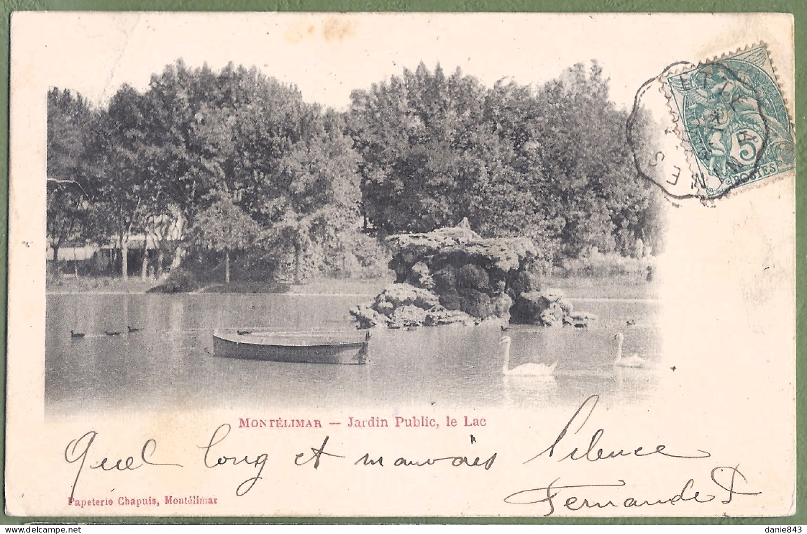 CPA Dos Précurseur - DROME - MONTÉLIMAR - JARDIN PUBLIC, LE LAC - - Montelimar