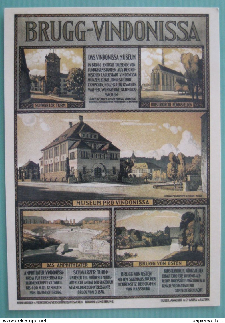Brugg (AG) - Vindonissa-Museum: Künstlerkarte Nach Plakat Von Gottlieb Müller Um 1912 - Brugg