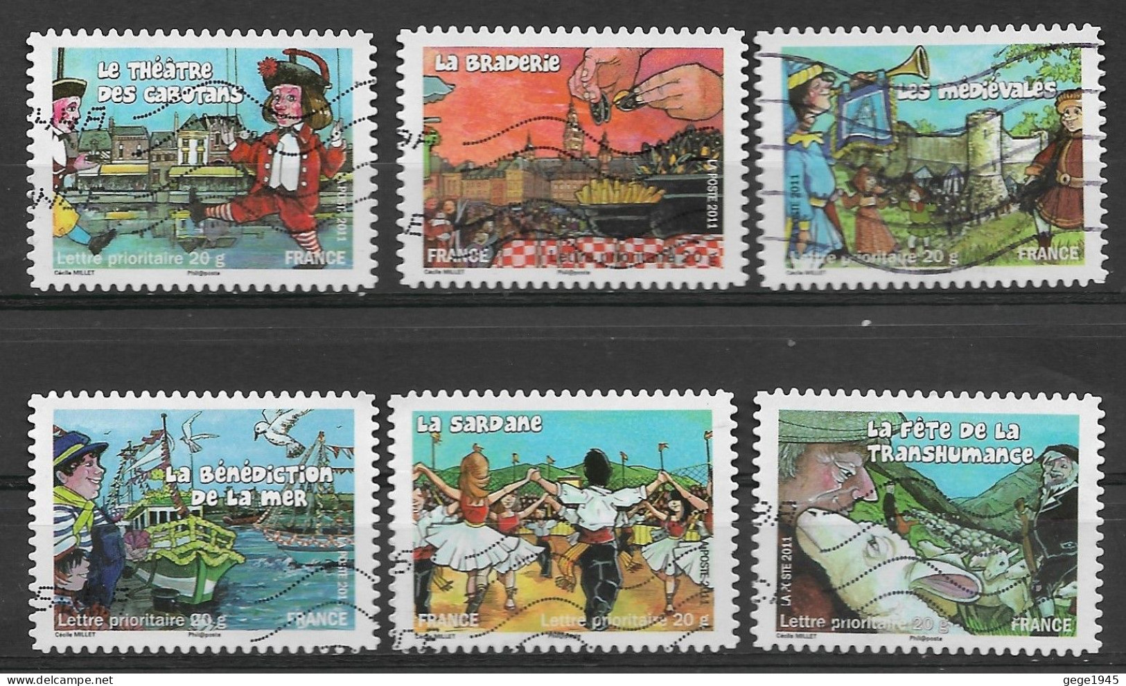 France 2011 Oblitéré Autoadhésif  N° 566 - 568 - 569 - 570 - 576 - 577   -   Fêtes  Et  Traditions Des Régions  ( I ) - Used Stamps