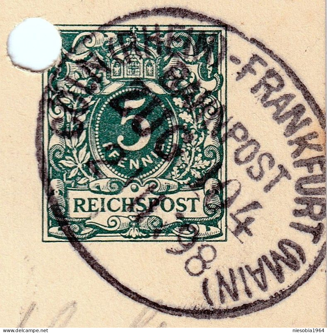 21.08.1898 Bahnpost Zug 104 Köln (Rhein) - Frankfurt (Main) Belle-Époque Imperial Germany 5 Pfennig Postcard - Postkarten