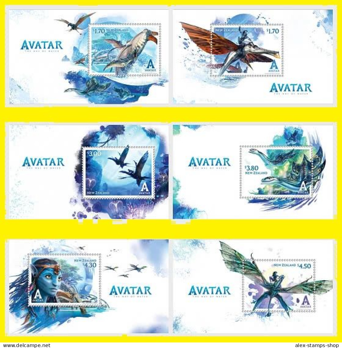 NEW ZEALAND 2023 Avatar - The Way Of Water Set Of Mint Miniature Sheets - Ongebruikt