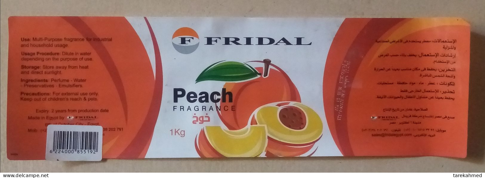 Egypt, Friday, Large Peach Fragrance Label - Labels