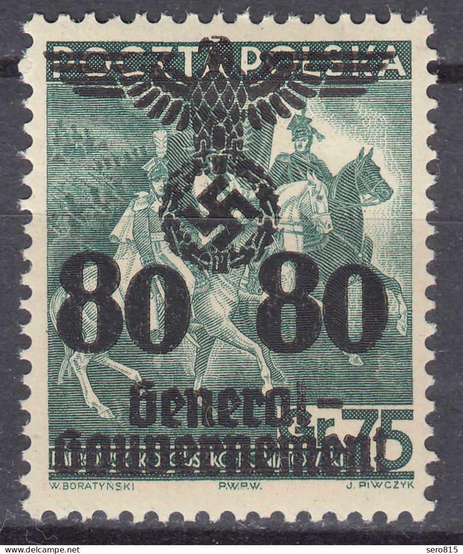 Generalgouvernement 1940 Mi.26 * Ungebraucht MH Überdruck 80 Auf 75 Gr.   (70571 - Occupazione 1938 – 45