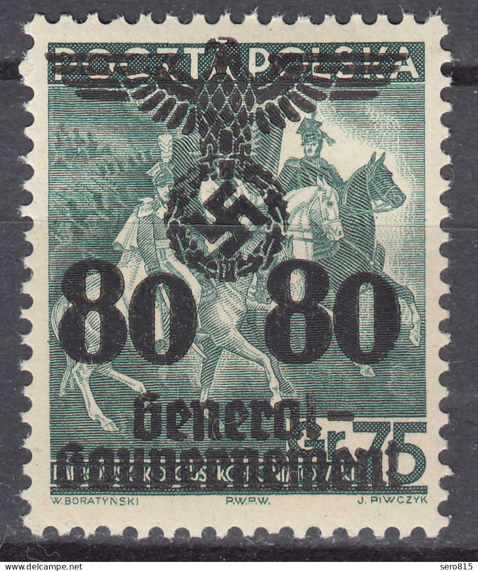 Generalgouvernement 1940 Mi.26 * Ungebraucht MH Überdruck 80 Auf 75 Gr.   (70571 - Ocupación 1938 – 45