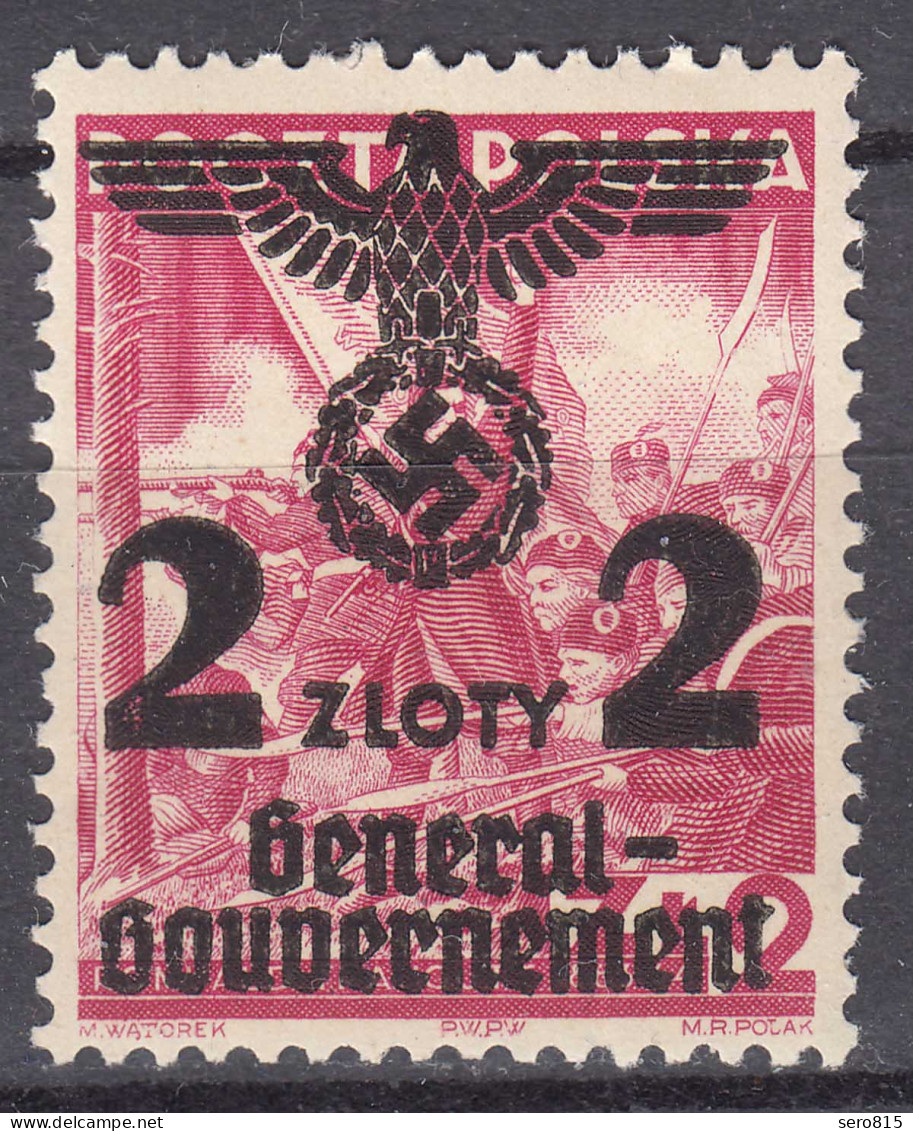 Generalgouvernement 1940 Mi.28 * Ungebraucht MH Überdruck 2 Zl. Auf 2 Zl. (70575 - Occupation 1938-45