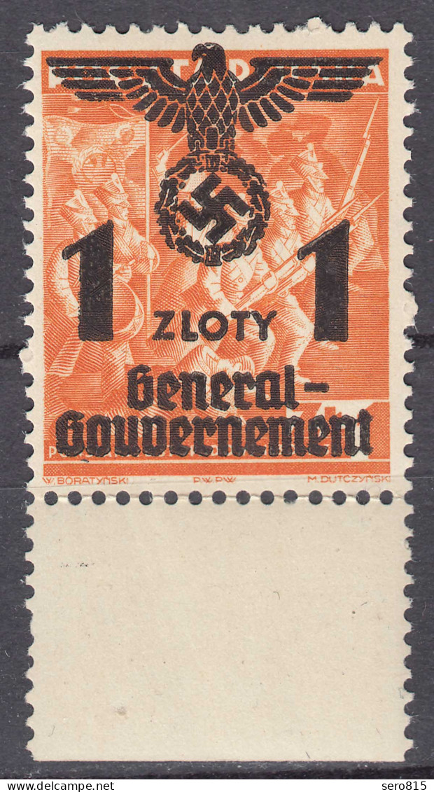 Generalgouvernement 1940 Mi.27 * Ungebraucht MH Überdruck 1 Zl. Auf 1 Zl. (70573 - Occupazione 1938 – 45