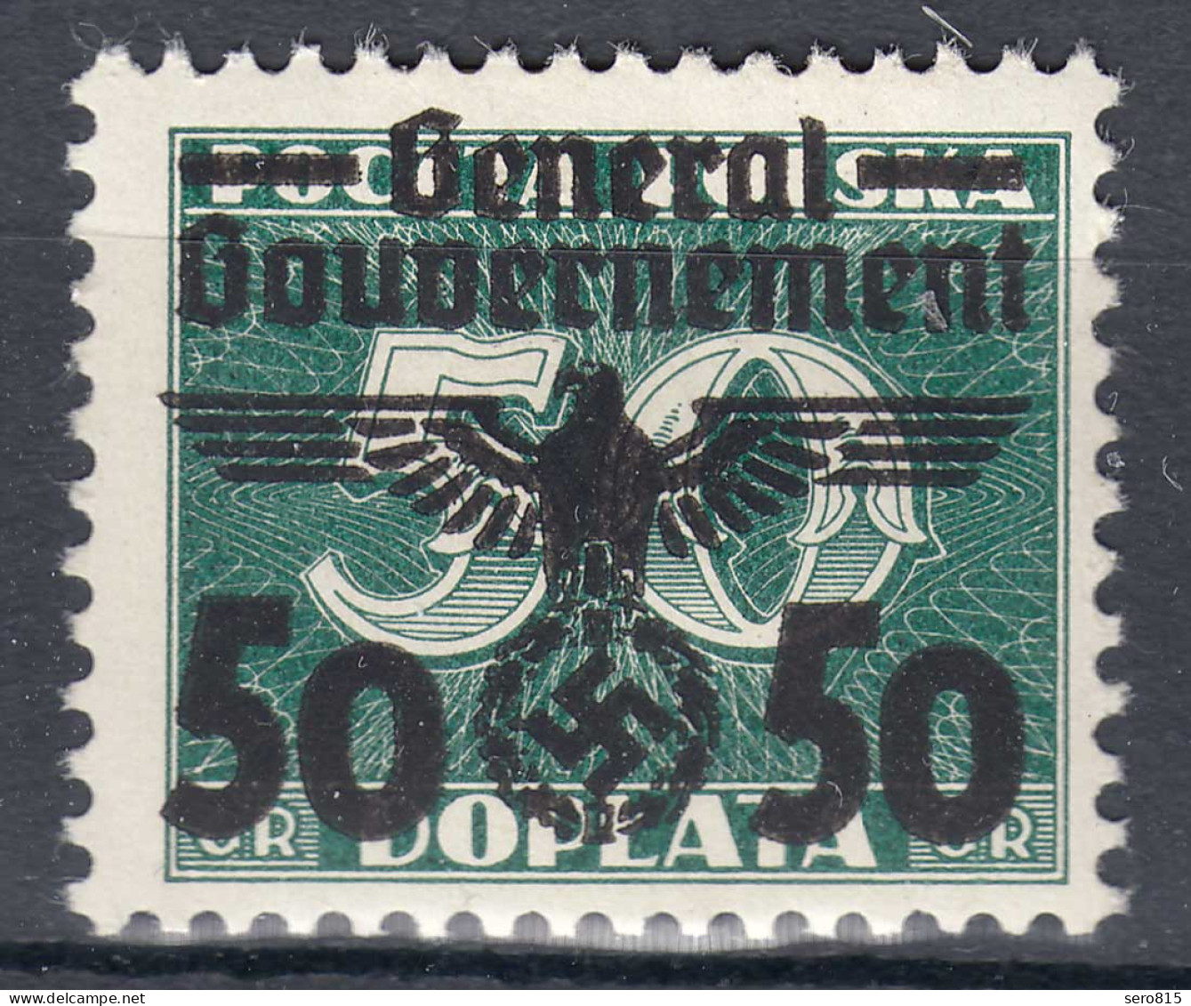 Generalgouvernement 1940 Mi.38 * Ungebraucht MH Überdruck 50 Auf 50 Gr.   (70579 - Ocupación 1938 – 45