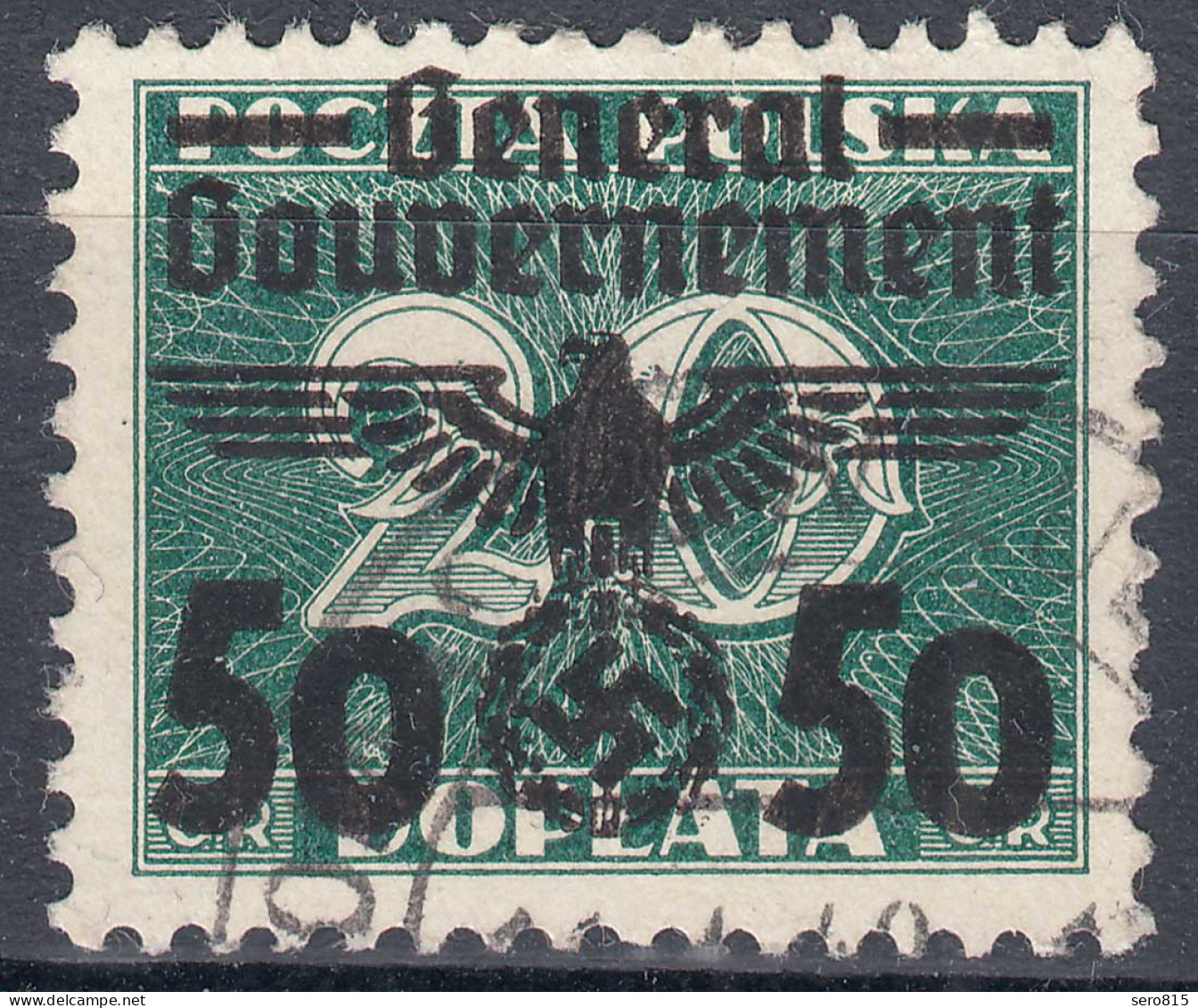 Generalgouvernement 1940 Mi.35 Gestempelt Used Überdruck 50 Auf 20 Gr.    (70578 - Besetzungen 1938-45