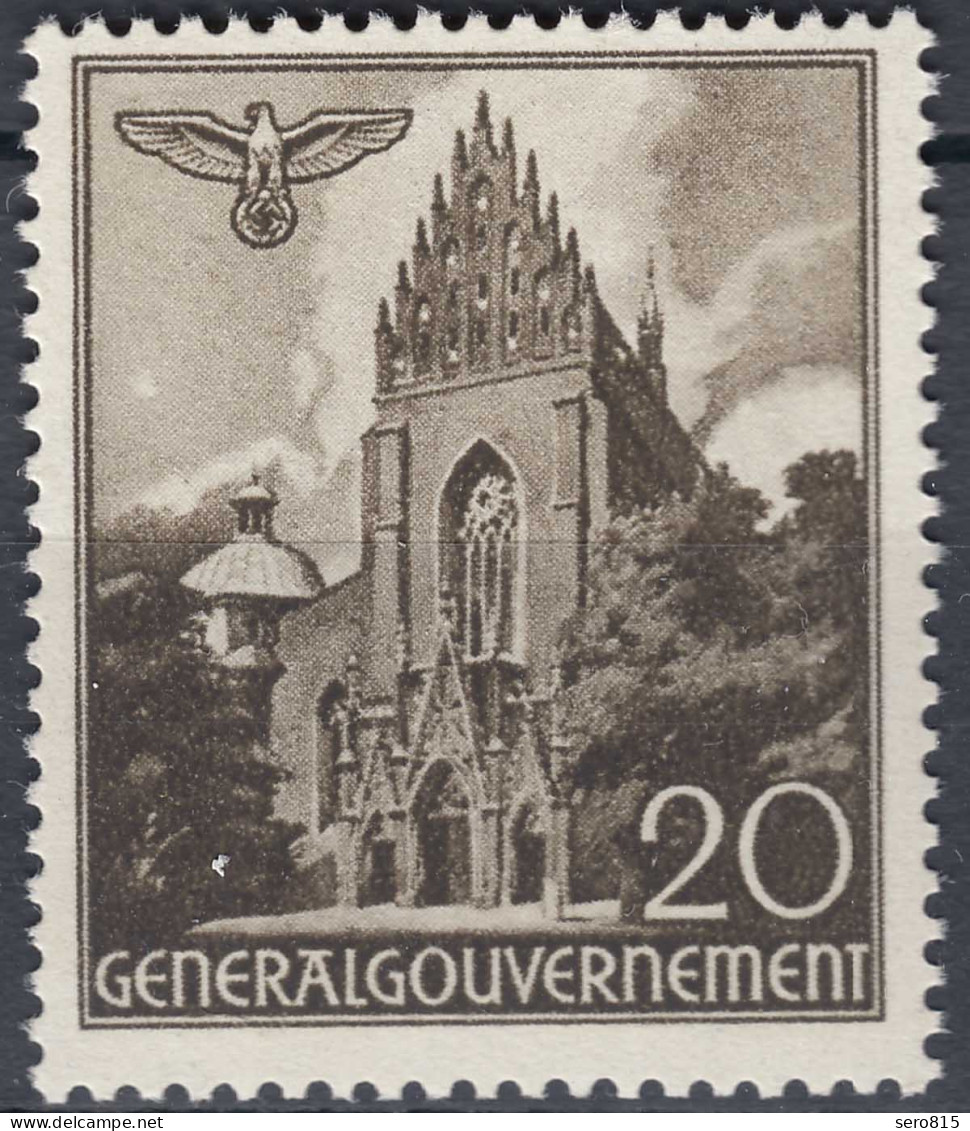 Generalgouvernement 1940 Mi.44 ** Postfrisch MNH 20 Gr.Dominikaner Kirche (70583 - Occupazione 1938 – 45
