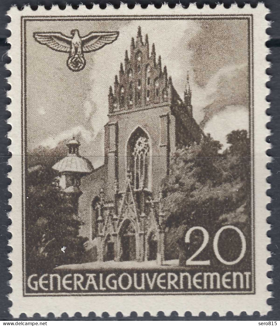 Generalgouvernement 1940 Mi.44 ** Postfrisch MNH 20 Gr.Dominikaner Kirche (70583 - Besetzungen 1938-45