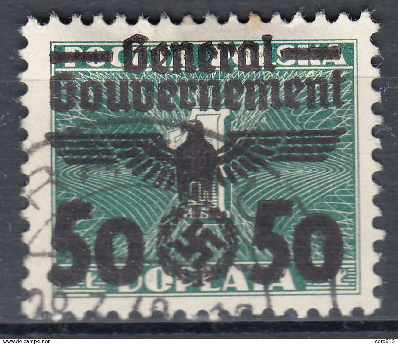 Generalgouvernement 1940 Mi.39 Gestempelt Used Überdruck 50 Auf 1 Zl.    (70582 - Ocupación 1938 – 45