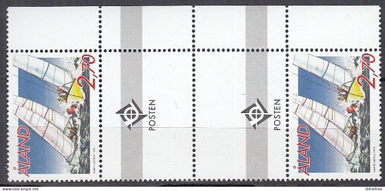 ALAND  158, Mit Doppel-Zierfeld, Postfrisch **, Segelsport, 1999 - Ålandinseln