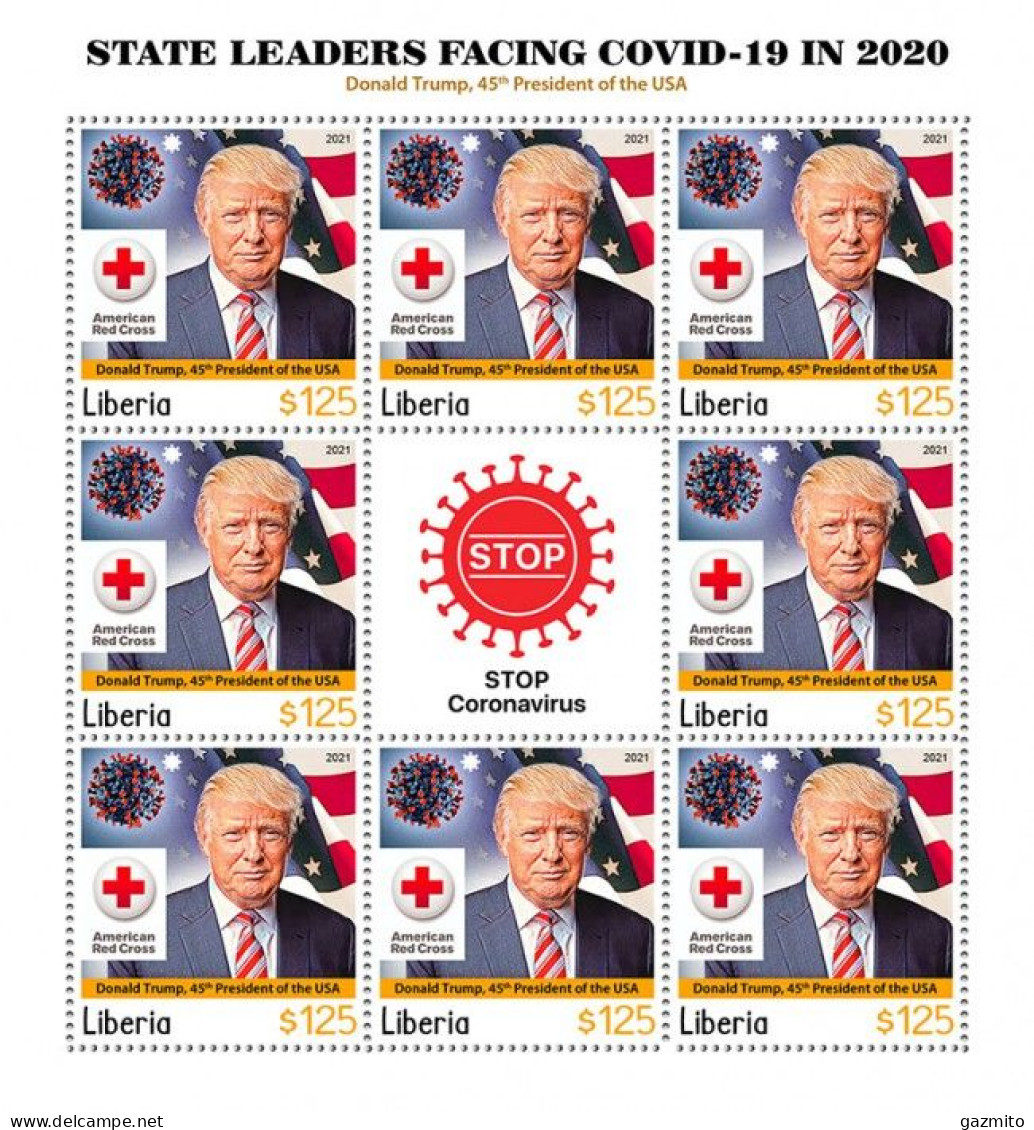 Liberia 2021, Against Covid, Leader, Trump, Red Cross, BF - Red Cross