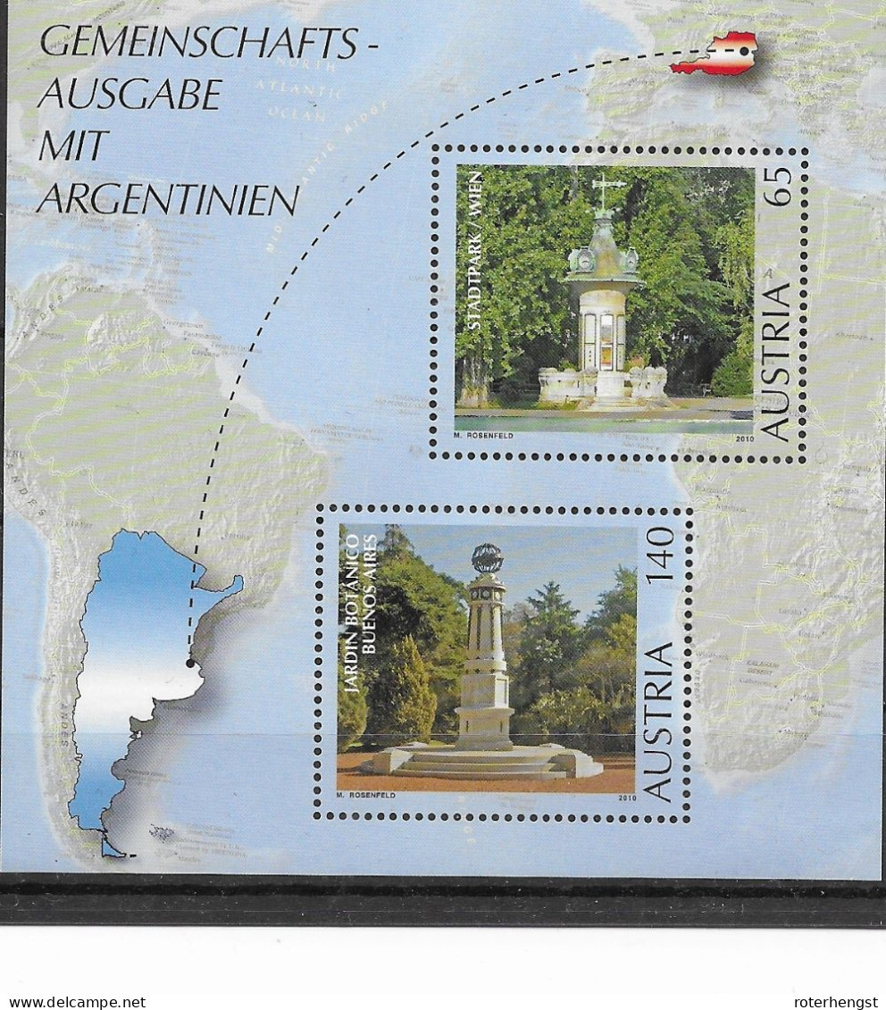 Austria Sheet Mnh ** 2010 LOW START Joint Issue Argentina - Blocs & Hojas