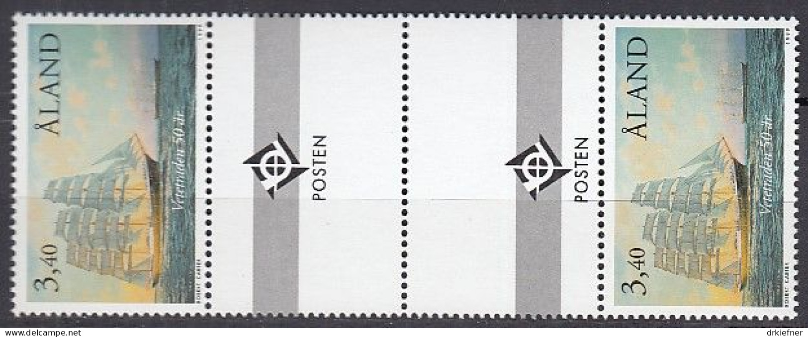 ALAND  155, Mit Doppel-Zierfeld, Postfrisch **, Segelschiffe, 1999 - Aland