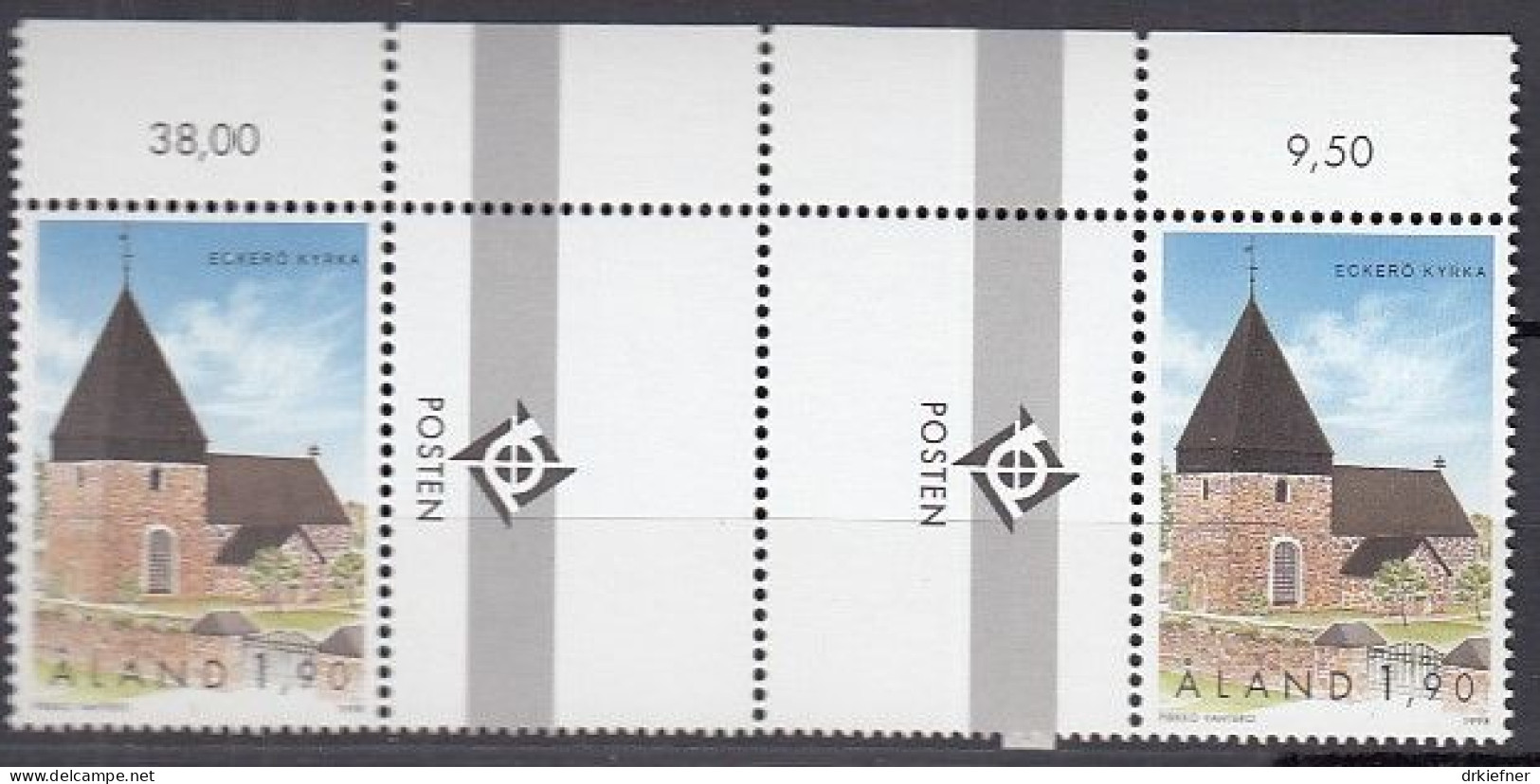 ALAND  148, Mit Doppel-Zierfeld, Postfrisch **, Kirchen, 1998 - Aland