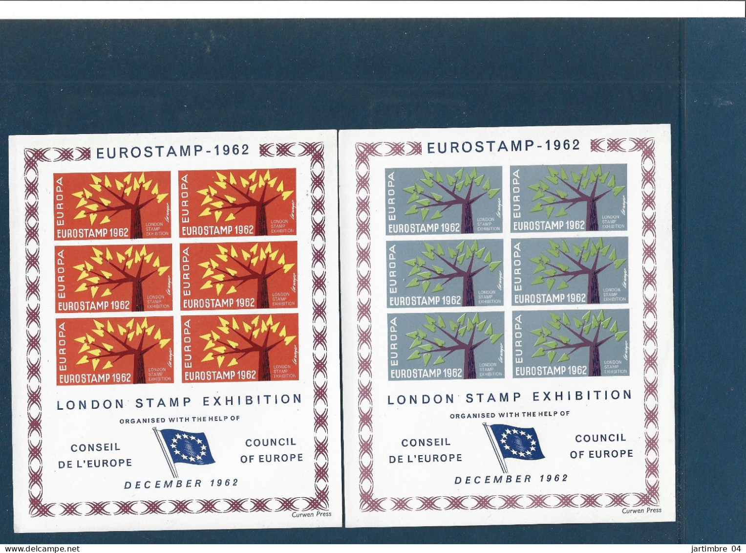 1962 GRANDE BRETAGNE 2 Feuillets** Europa, Conseil De L'Europe, Expo Londres - Fantasy Labels