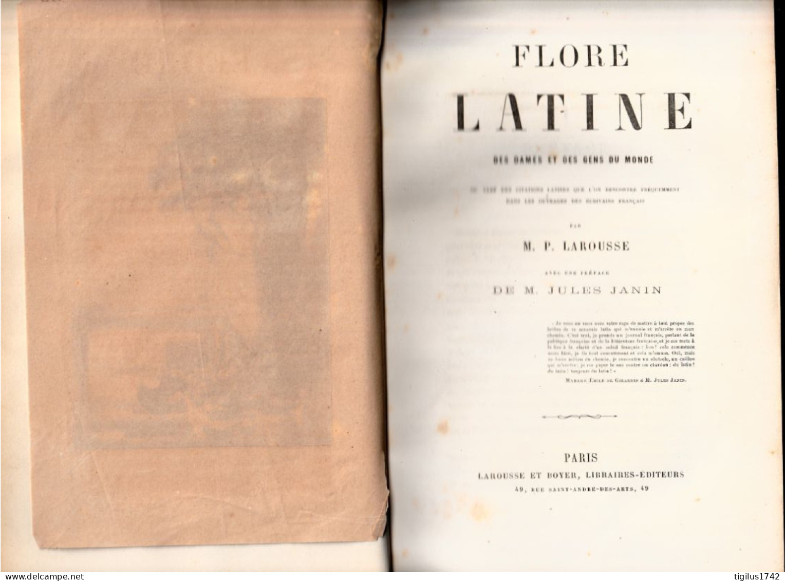 M.P. Larousse. Flore Latine Des Dames Et Des Gens Du Monde, Préface Jules Janin, Larousse Et Boyer, Paris, Fin XIX ème - 1801-1900
