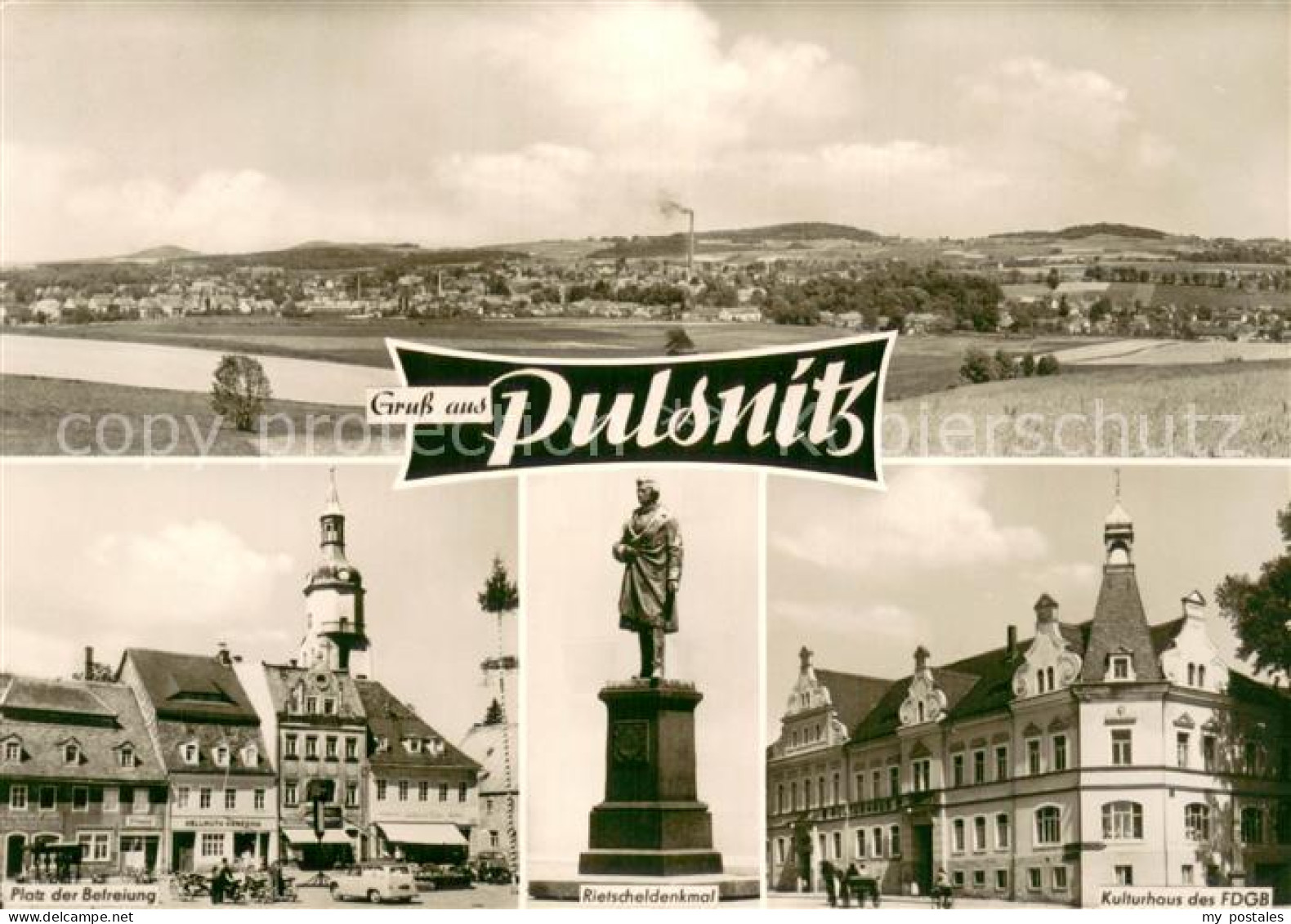 73751065 Pulsnitz Sachsen Panorama Platz Der Befreiung Rietscheldenkmal Kulturha - Pulsnitz