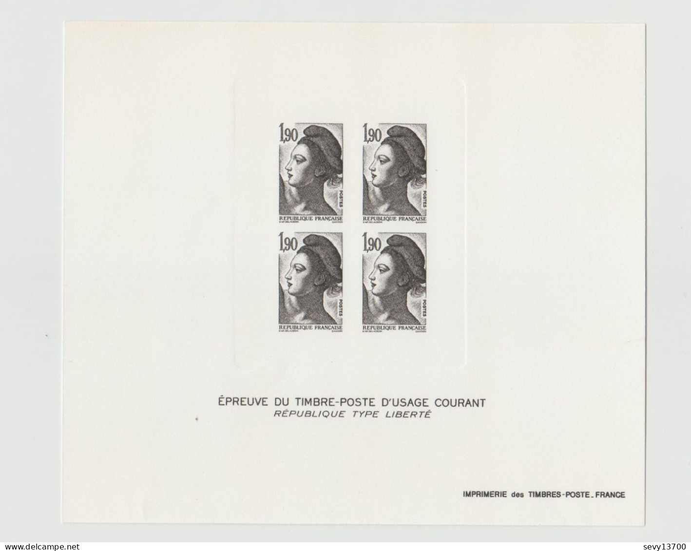 4 Epreuves De 4 Timbres D'usage Courant - Marianne Type Liberté - Documents Of Postal Services