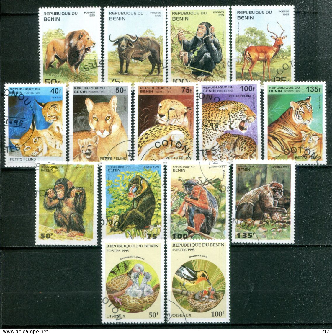 BENIN - Y&T 708N à Q, Z à AC, AP, AR, BA à BD (animaux, Oiseaux) - Benin - Dahomey (1960-...)