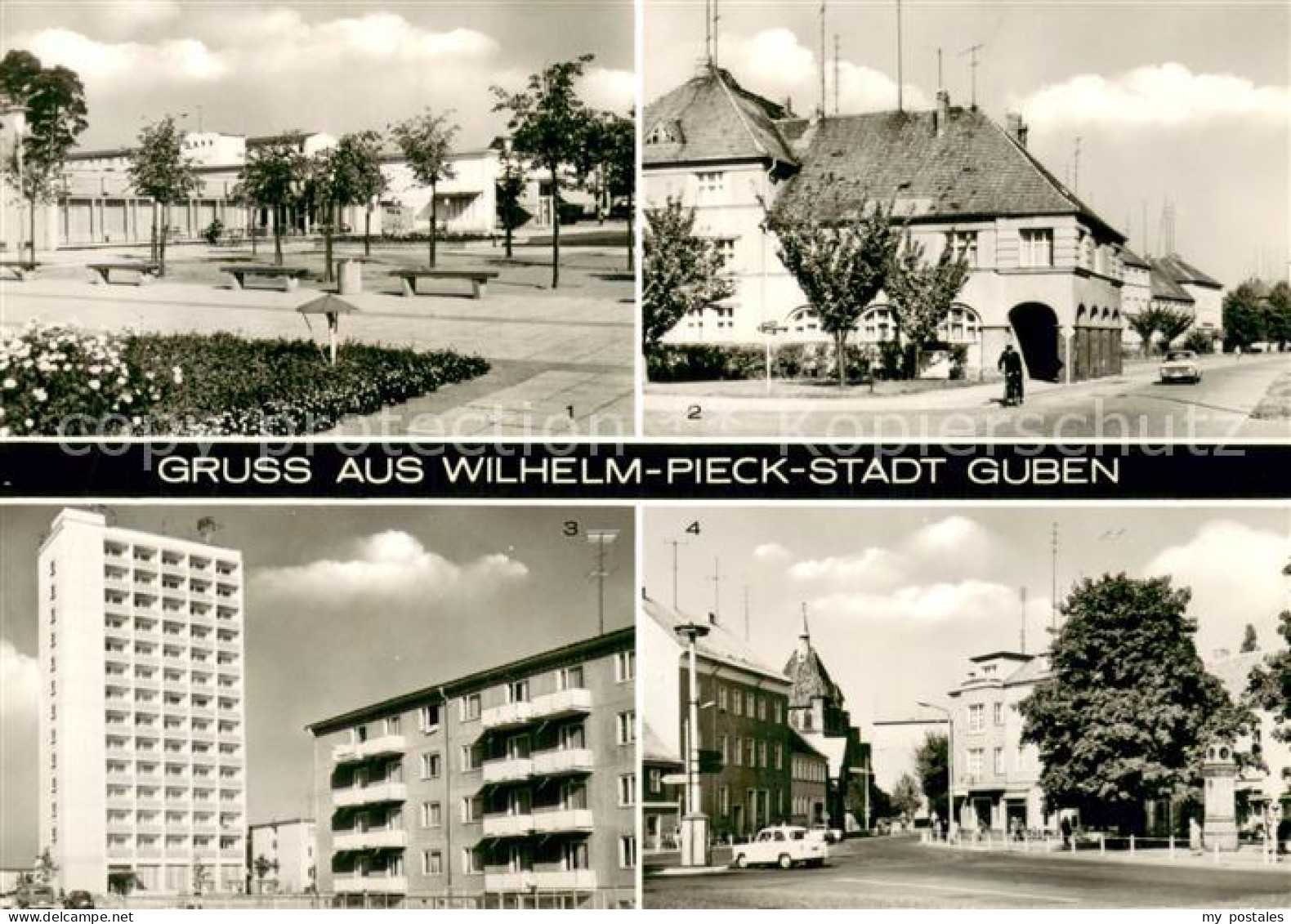 73751013 Guben HO Gaststaetten Junge Welt Und Zentrum Karl Marx Strasse Hochhaus - Guben