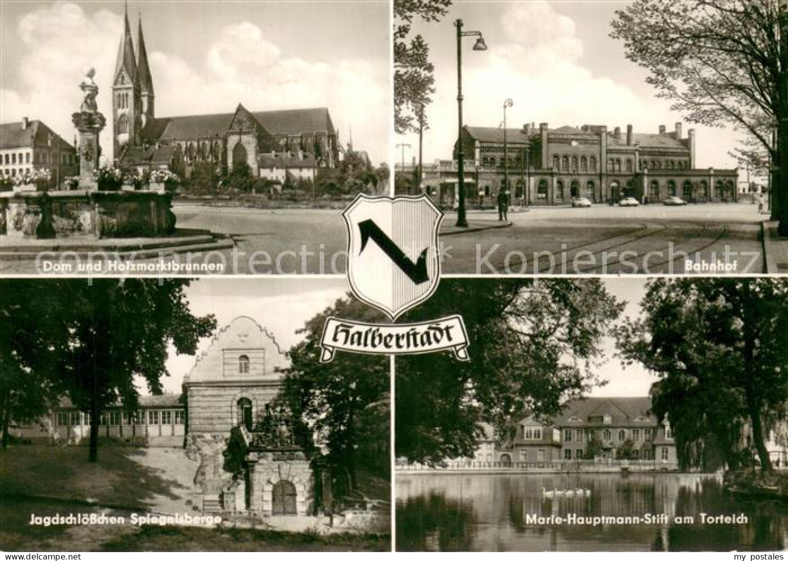 73750990 Halberstadt Dom Und Holzmarktbrunnen Bahnhof Jagdschloesschen Spiegelsb - Halberstadt