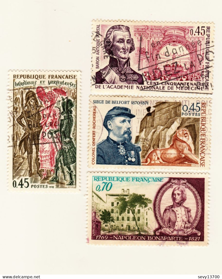 France - Lot De 16 Timbres Oblitérés Différents Grands Formats 2ème Guerre Mondiale, St Louis, Richelieu Bayard Napoléon - Collections