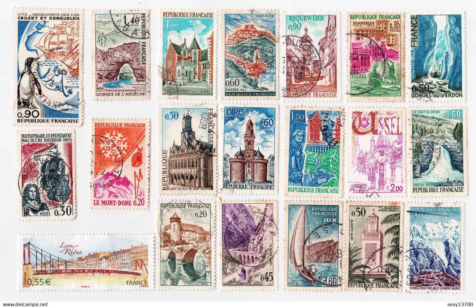 France - Lot De 56 Timbres Oblitérés Différents Constructions, Pont, Paysages, Villes.... - Sammlungen