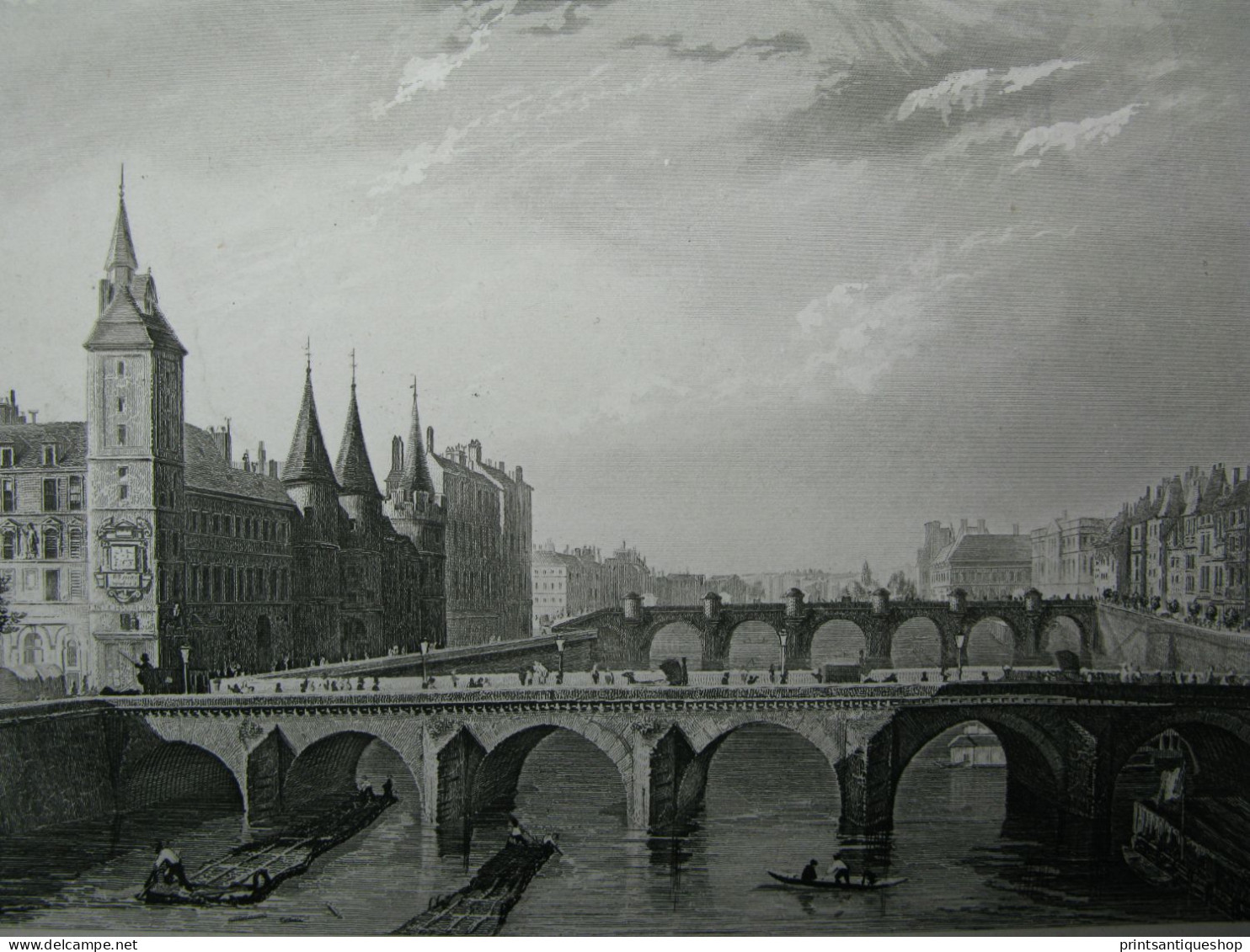 France Gravure Originale Le Pont Au Change Paris - Prints & Engravings